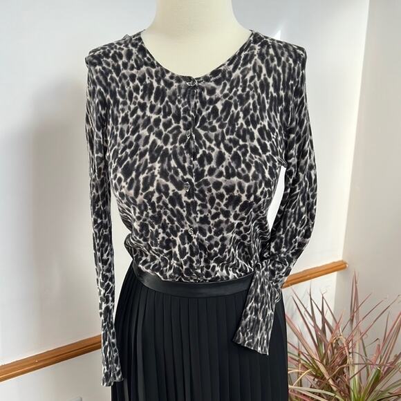 J. Crew Animal Print Light Weight Cardigan- Size Small - Picture 2 of 10